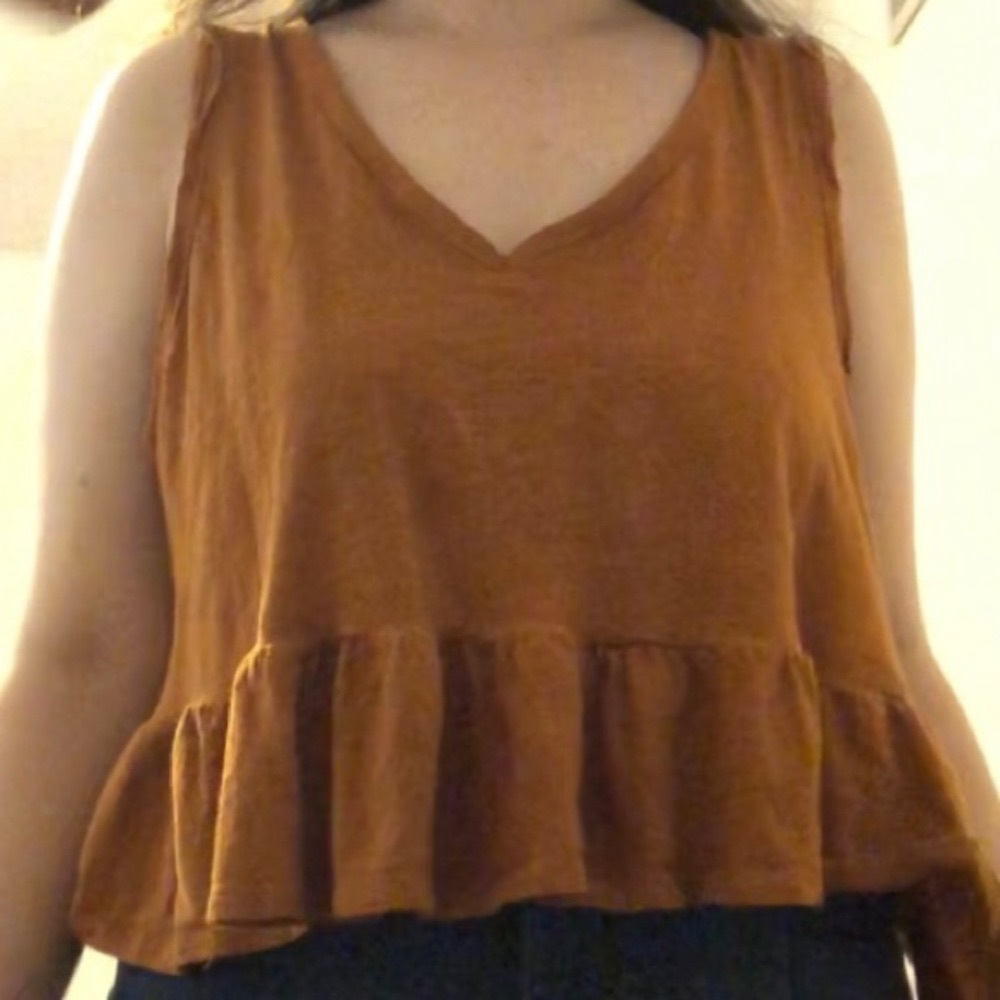 Orange Cropped Flare Tank-top